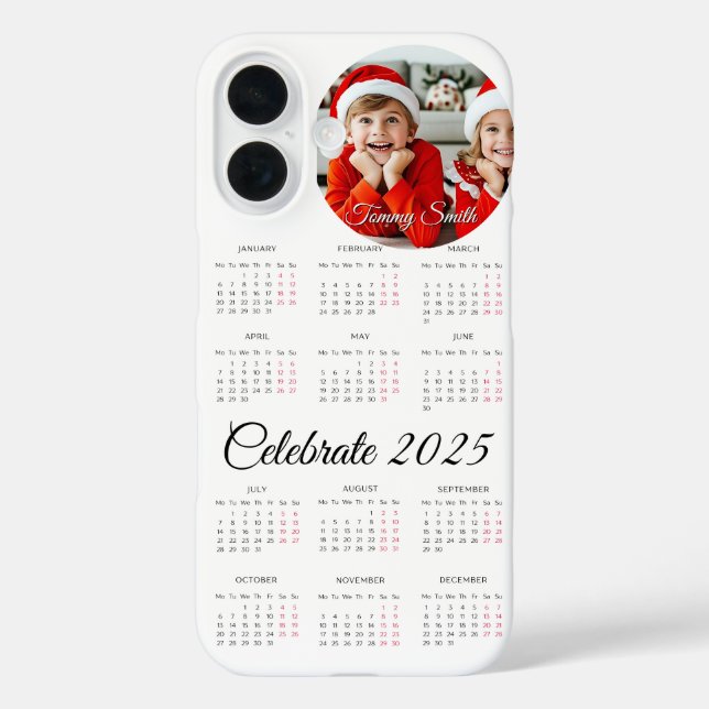 Funda iPhone 16 Calendario personalizado 2025 (Reverso )