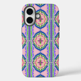 Funda iPhone 16 Calidoscopio Floral Vibrante: Mandala Rosa y Esmer