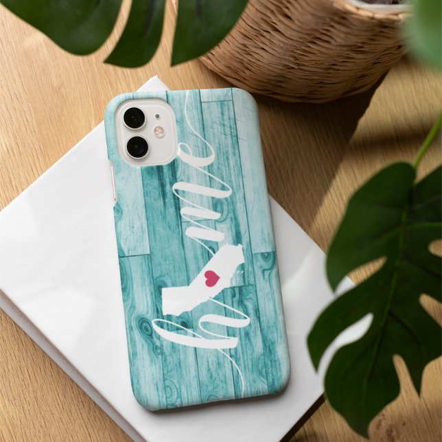 Funda iPhone 16 California Home State Turquoise Wood Look (Subido por el creador)