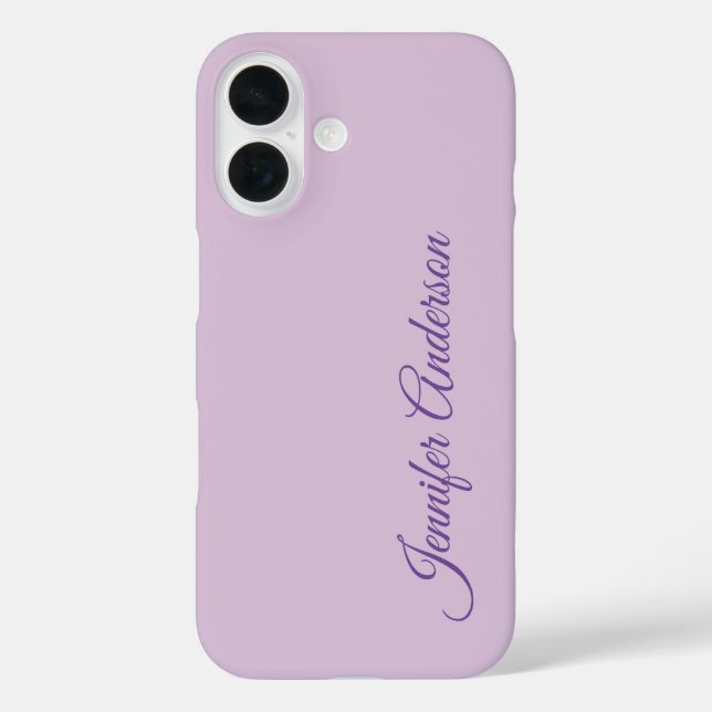 Funda iPhone 16 Caligrafía Pastel Thistle Pink Nombre personalizad (Reverso )