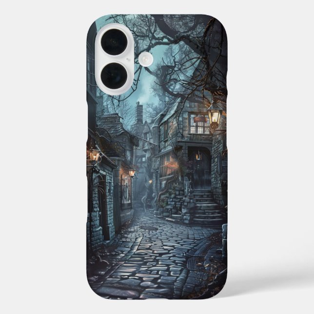 Funda iPhone 16 Calle gótica oscura (Reverso )