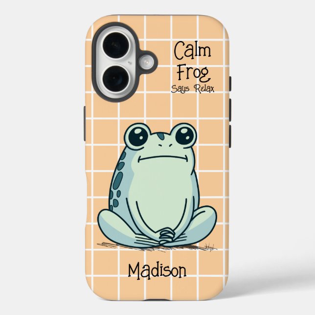 Funda iPhone 16 Calm Frog dice Relax Funny Personalizado (Reverso )