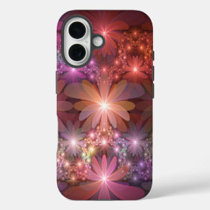 Funda iPhone 16 Cama de flores colorido arte fractal abstracto bri