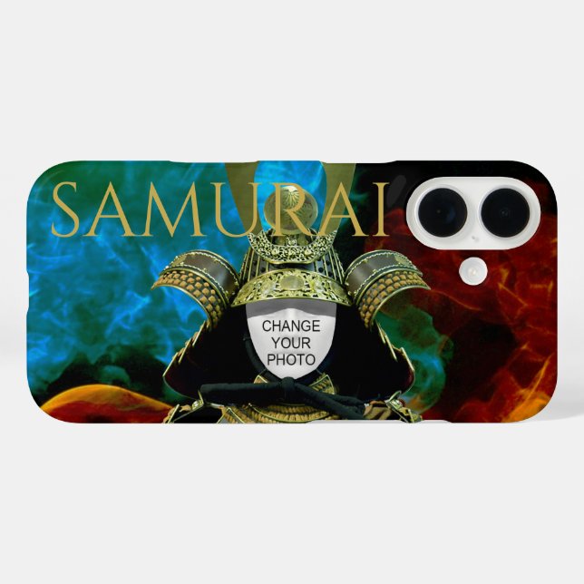 Funda iPhone 16 Cambiar tu foto, Samurai Helmet (Reverso (Horizontal))