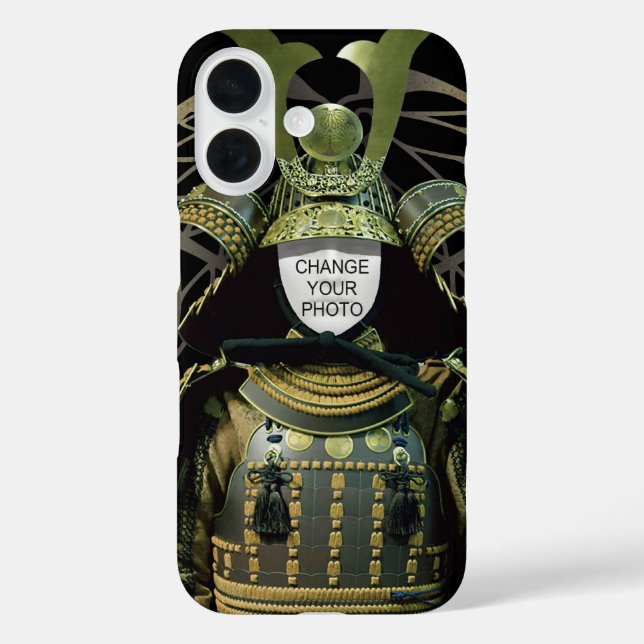 Funda iPhone 16 Cambiar tu foto, Samurai Helmet (Reverso )