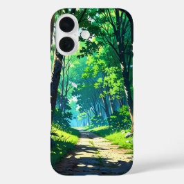 Funda iPhone 16 Camino de bosque tranquilo