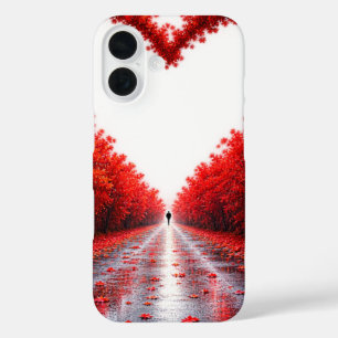 Funda iPhone 16 Camino del Bosque del Corazón Rojo – Diseño de Nat