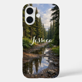 Funda iPhone 16 Camino Forestal Lluvioso Paisaje Personalizado