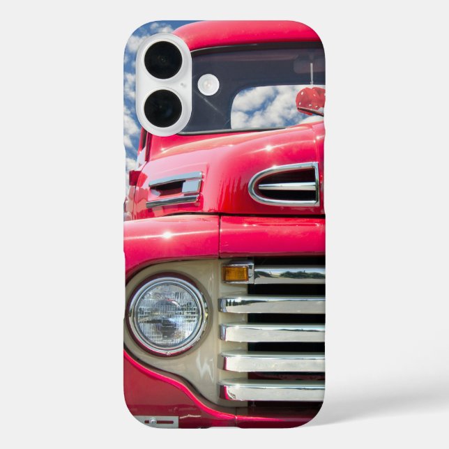 Funda iPhone 16 Camión Retro Rojo Con Dados Marcados (Reverso )