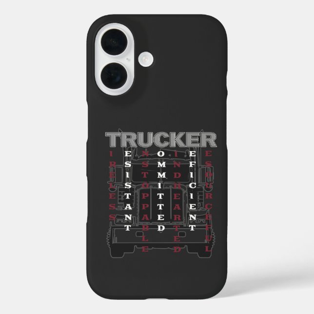 Funda iPhone 16 Camionero Acróstico Incansable Resistente Incesant (Reverso )