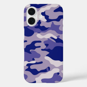 Funda iPhone 16 Camo Camping Caza Camuflaje Azul
