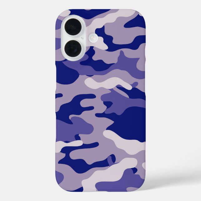Funda iPhone 16 Camo Camping Caza Camuflaje Azul (Reverso )