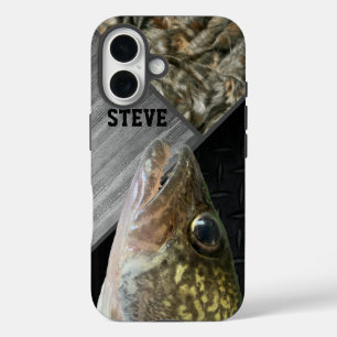 Funda iPhone 16 Camo de pesca esgrimida llama Guay masculino