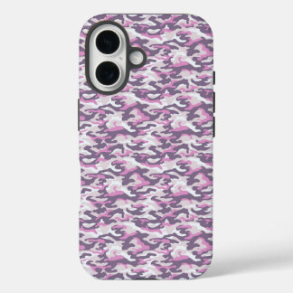 Funda iPhone 16 Camouflage Pattern in double Gray and Pink