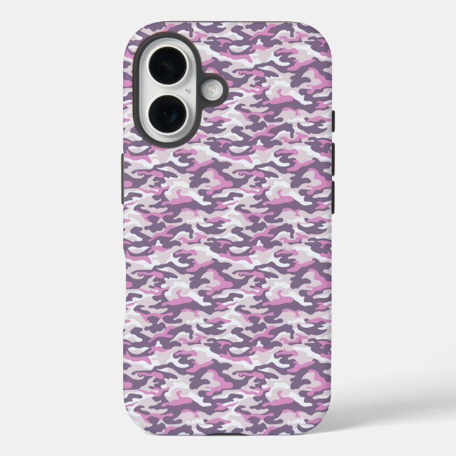 Funda iPhone 16 Camouflage Pattern in double Gray and Pink (Reverso )