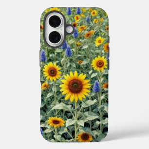 Funda iPhone 16 Campo de Verano de Girasoles y Flores Silvestres