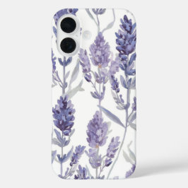 Funda iPhone 16 Campos de lavanda | Patrón de flores de acuarela p