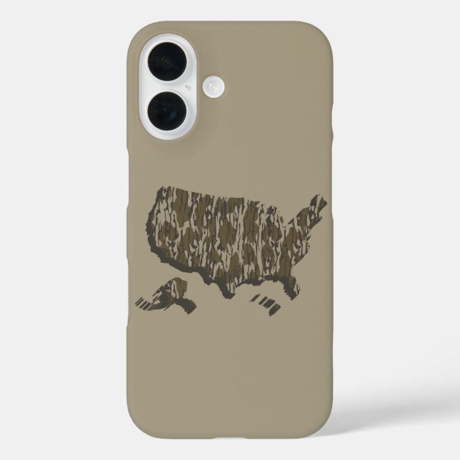 Funda iPhone 16 Camuflado Mapa Americano de Camo Bottomland (Reverso )