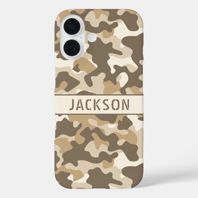 Funda iPhone 16 Camuflaje de desierto personalizado (Reverso )
