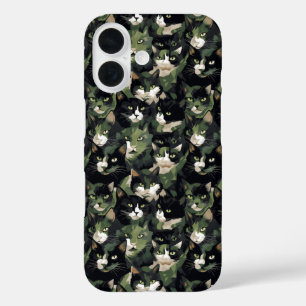 Funda iPhone 16 Camuflaje de gatos verdes