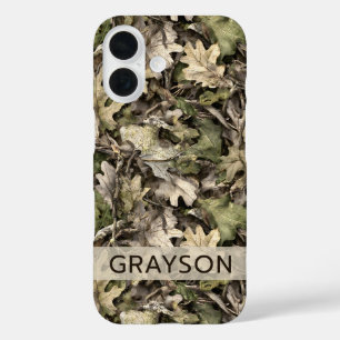 Funda iPhone 16 Camuflaje de Hojas Personalizado
