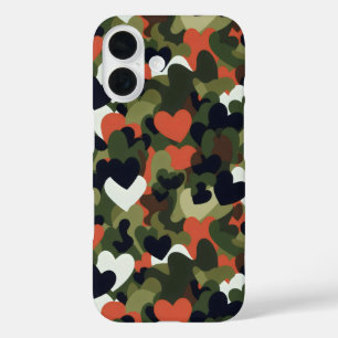 Funda iPhone 16 Camuflaje del corazón del patrón verde