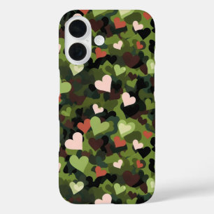Funda iPhone 16 Camuflaje del corazón verde