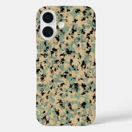 Funda iPhone 16 Camuflaje digital – Patrón de camuflaje Tan-Green