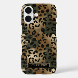 Funda iPhone 16 Camuflaje Estampado Leopardo Monogramado