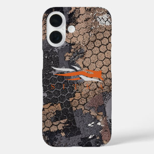Funda iPhone 16 Camuflaje geométrico moderno y rudo de caza para p