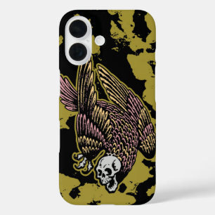Funda iPhone 16 Camuflaje gótico de arte de cráneo de buey