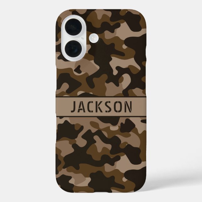 Funda iPhone 16 Camuflaje marrón personalizado (Reverso )