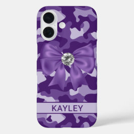 Funda iPhone 16 Camuflaje Morado Brillante Personalizado
