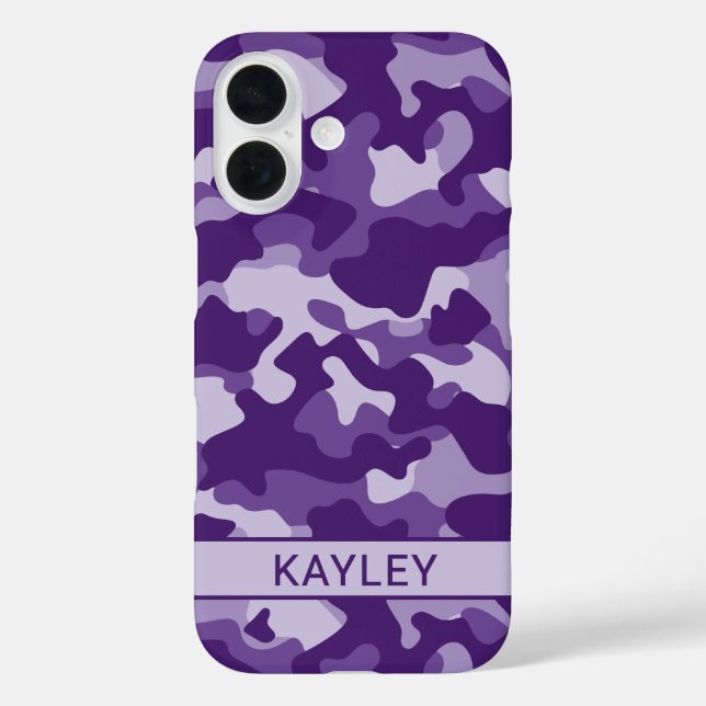 Funda iPhone 16 Camuflaje Morado Personalizado (Reverso )