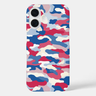 Funda iPhone 16 Camuflaje rojo blanco y azul