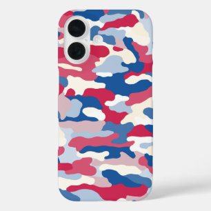 Funda iPhone 16 Camuflaje rojo blanco y azul