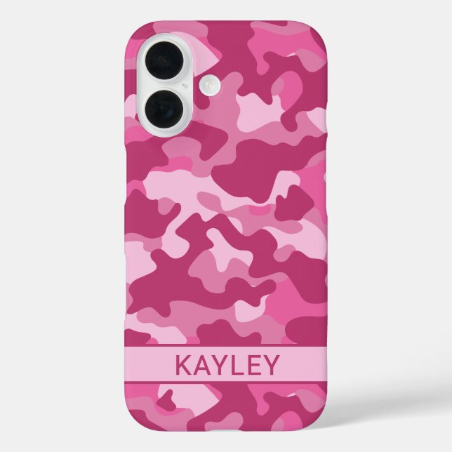 Funda iPhone 16 Camuflaje Rosa Personalizado (Reverso )