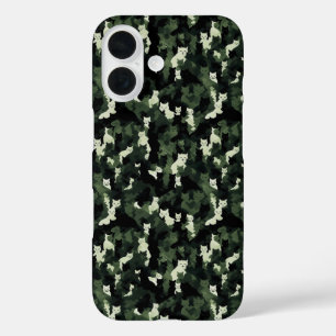 Funda iPhone 16 Camuflaje verde del patrón del gato