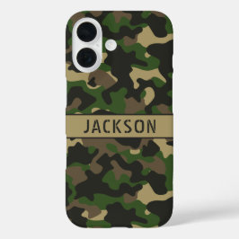 Funda iPhone 16 Camuflaje verde marrón personalizado
