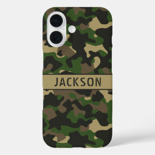 Funda iPhone 16 Camuflaje verde marrón personalizado