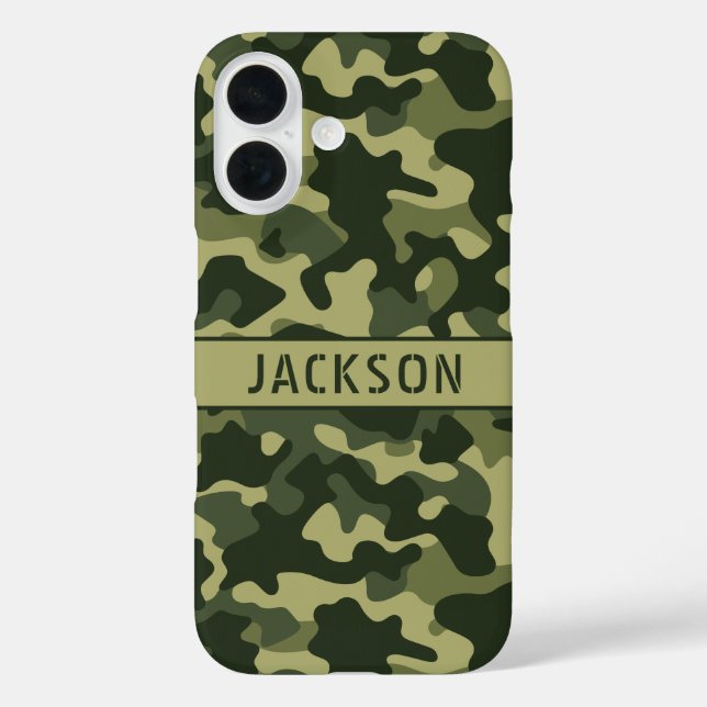 Funda iPhone 16 Camuflaje Verde Personalizado (Reverso )