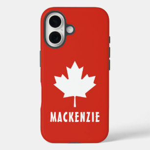 Funda iPhone 16 Canadá Día Rojo Blanco Bandera Canadiense Nombre d