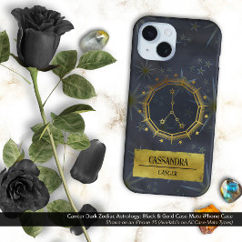 Funda iPhone 16 Cáncer Astrología Zodiaca Oscura: Negro y Oro