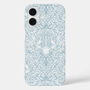 Funda iPhone 16 Cangrejo y maleza marina, verano costero en blanco
