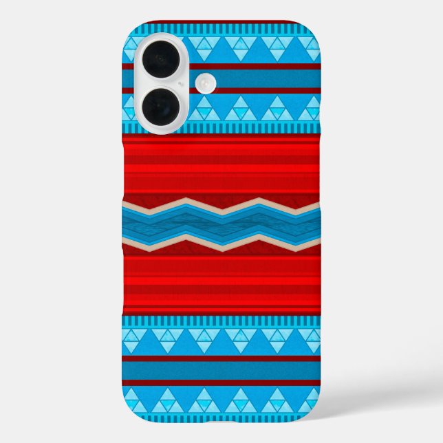Funda iPhone 16 Cañón del río suroeste Geométrico Rojo Turquesa (Reverso )