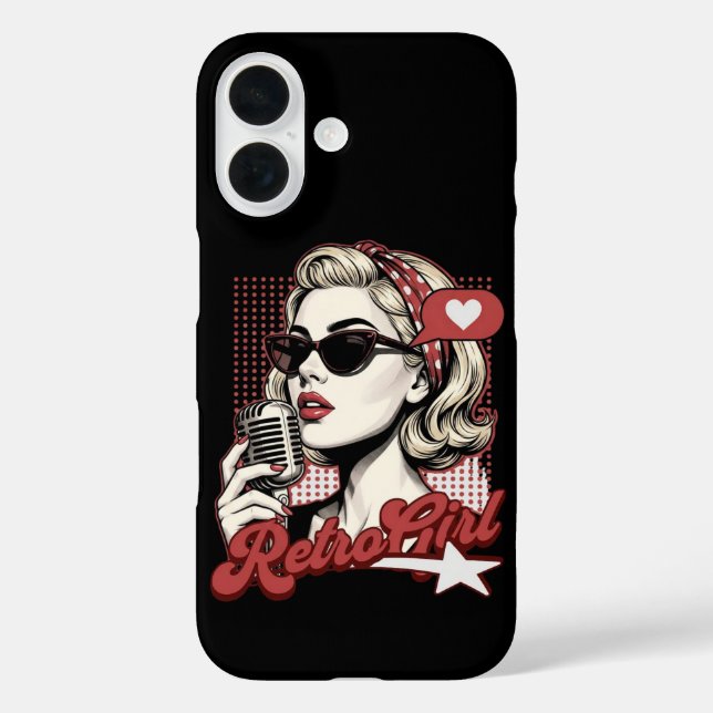 Funda iPhone 16 Cantante Retro Pop Art Chica (Reverso )