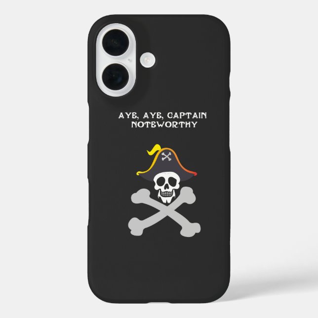 Funda iPhone 16 Capitán Noteworthy Calavera y Huesos Cruzados Pira (Reverso )