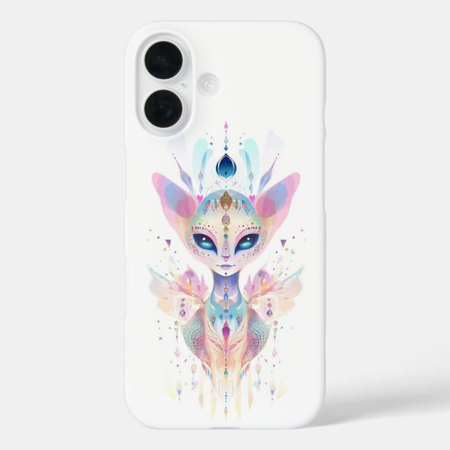 Funda iPhone 16 Cara de gato alienígena (Reverso )