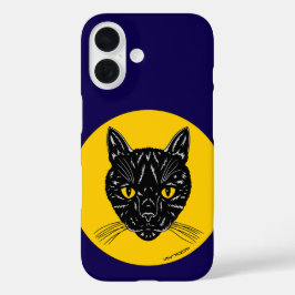Funda iPhone 16 Cara de gato negro