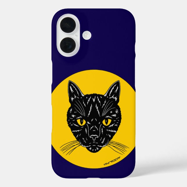 Funda iPhone 16 Cara de gato negro (Reverso )